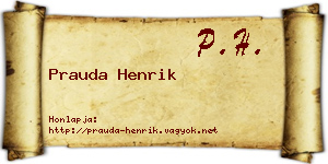 Prauda Henrik névjegykártya